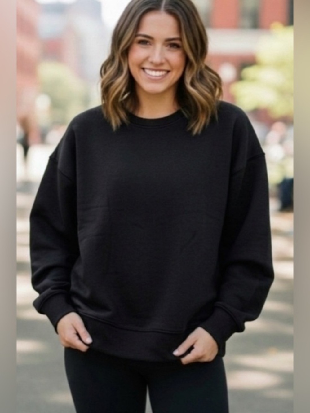 Lazypants Crewneck Rayon Blend Sweatshirt Black